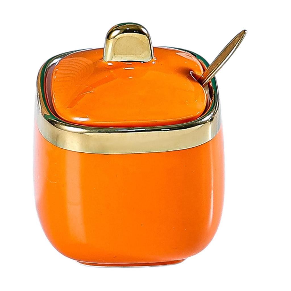 300ml Porcelánová Cukřenka Kořenka s Víčkem a Lžičkou Solnička Nádoba na Cukr Dávkovač pro Domácí Bar Kuchyňské Gadžety