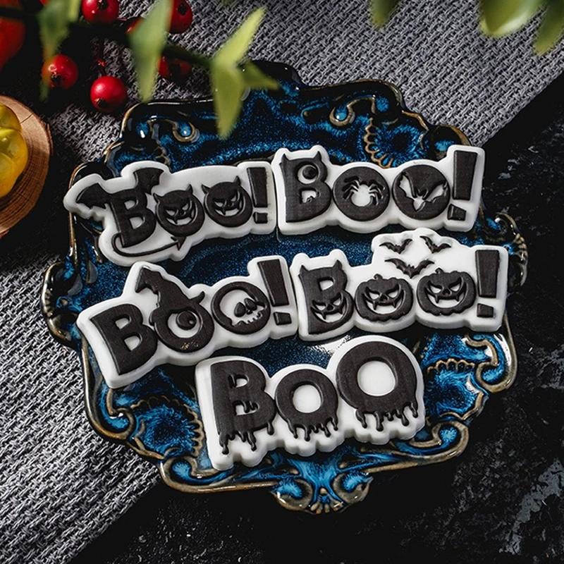 Halloween Cookie Cutters Ghost Pumpkin Skull Biscuit Chocolate Embosser Stamp Mould Halloween Party Baking Cake Decorating Tools
