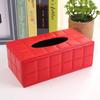 Luxury Red Checkered Leather Tissue Box