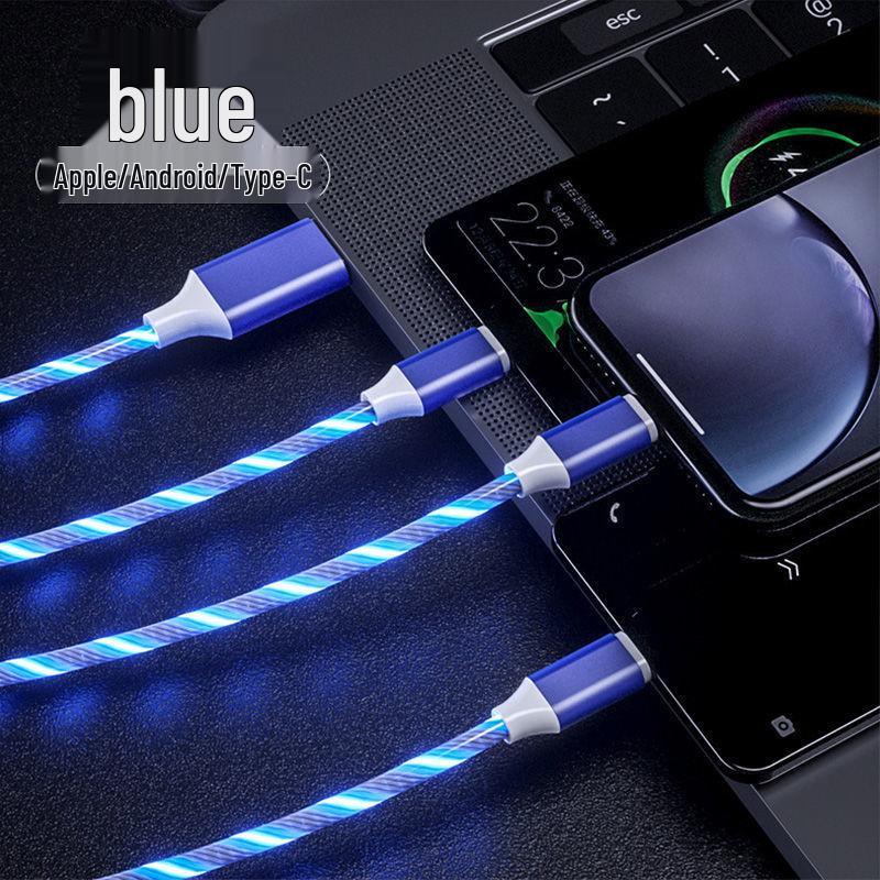 Colorful Luminous Fast Charging Cable with Marquee Light for Apple, Android, and Type-C Devices