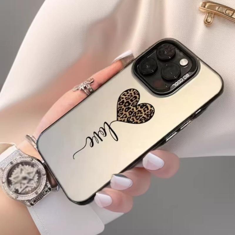Leopard print love is suitable for Apple 17Promax mobile phone case iphone16 vitality case 15 European and American style 1413.