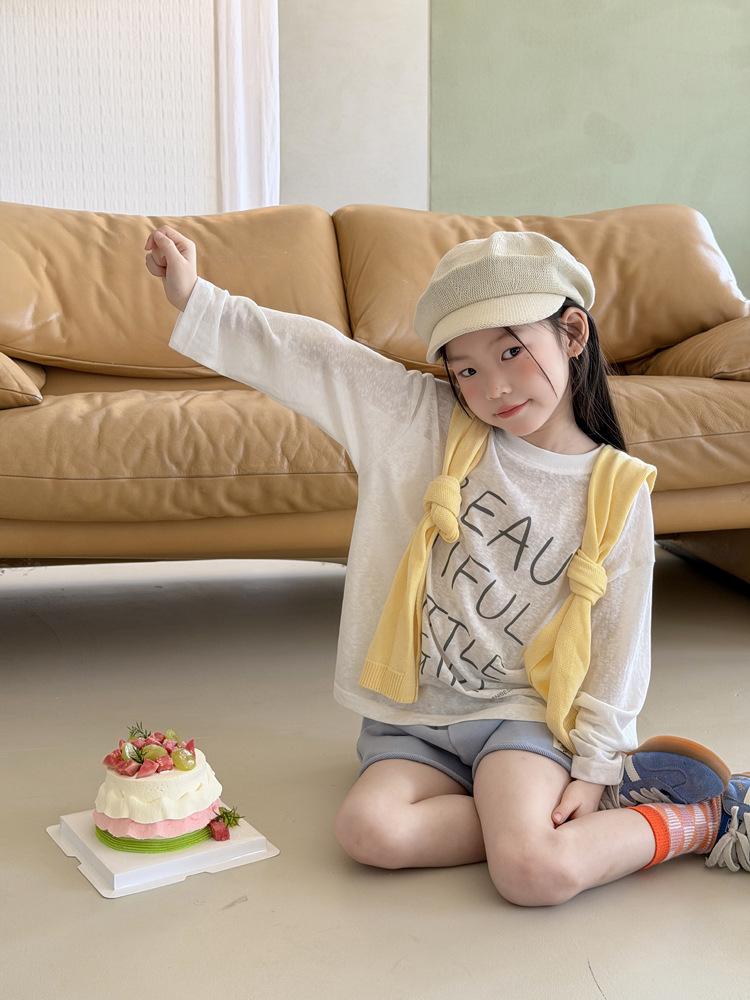 Girls' Korean Style Summer T-shirt & Sun Protection Cardigan – Breathable and Loose Fit for Medium & Large Children