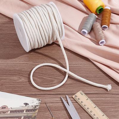 PH PandaHall 27 Yards 5mm Baumwollseil, Kordelzugkordel Paspelkordel Makramee-Seil Wickelkordel Weiß Naturkordel Rund Baumwollkordel für Bastelarbeiten