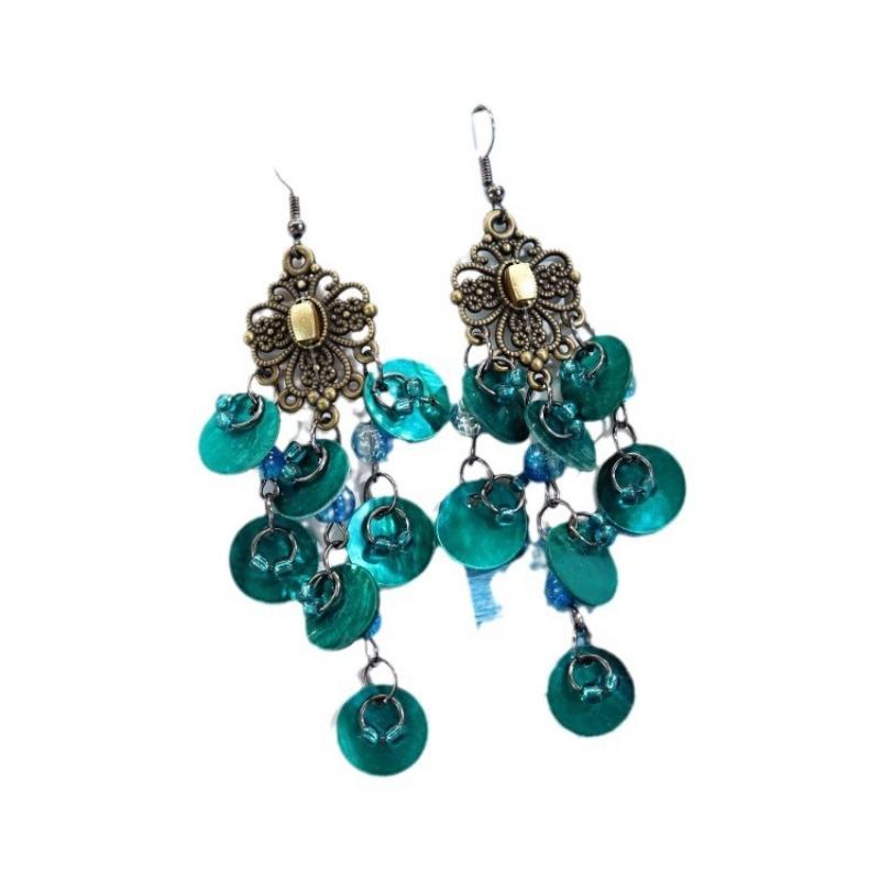 Bohemian Vintage Gorgeous Shell Earrings Long Tassel Versatile Vacation Femininity Court Earrings Ear Accessories