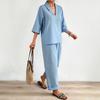 2026 cross-border spring and summer explosion European and American style V-neck short-sleeved suit fashionable casual wide-leg pants suit