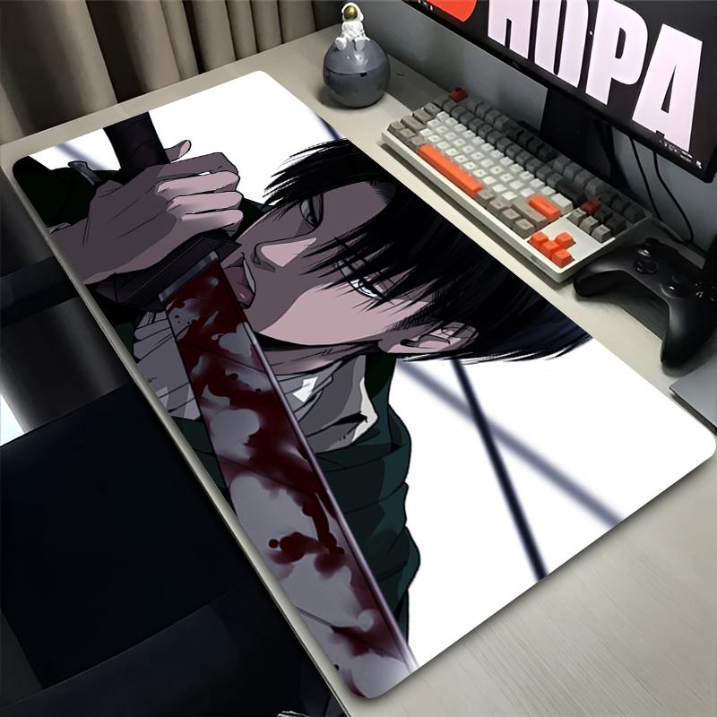 Mouse Pad Laptop Anime Extended Desktop Mat Computer Gamer HD Mousepad PC Gaming Accessories Aattack on Titan Levi Keyboard Pad
