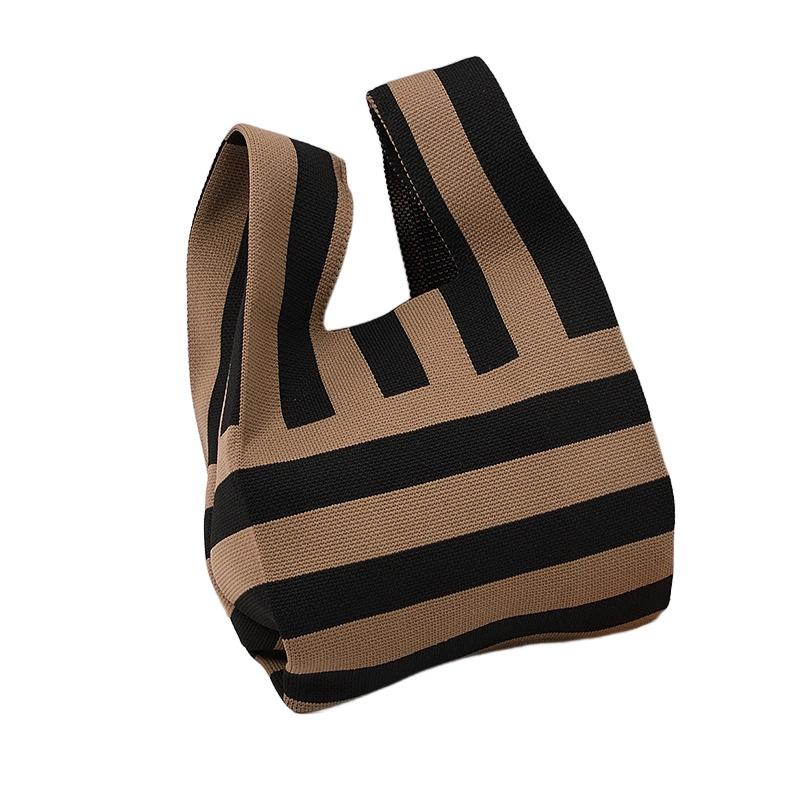 Durable Polyester Fabric Knitted Handheld Bag In 10 Colors For Women