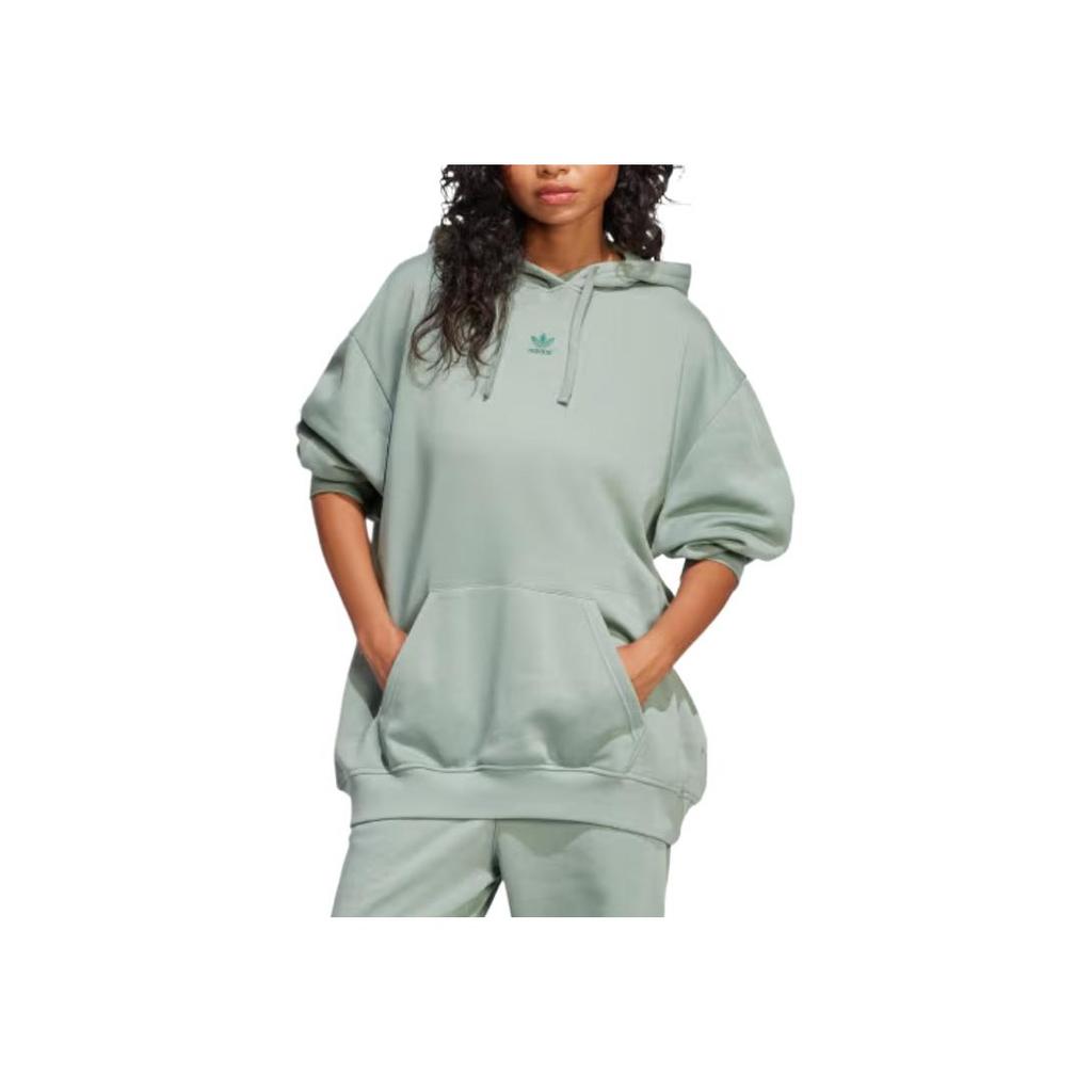 Adidas Originals Essentials Skin-Friendly Comfortable Hooded Sweatshirt Women Sweatshirt Silver-Green JJ3474