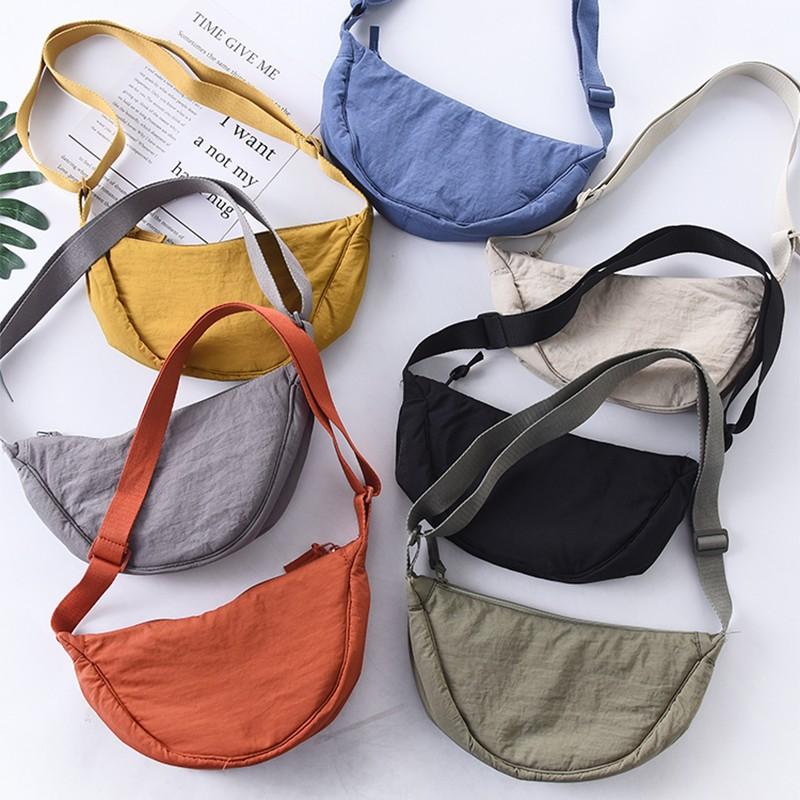 Large capacity niche wide shoulder strap bag spring women's versatile single shoulder messenger bag nylon dumpling bag women