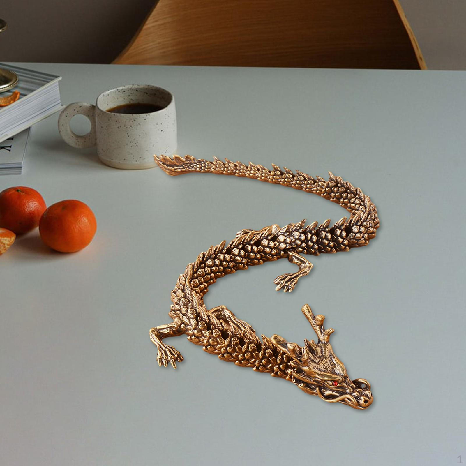 

Латунная скульптура китайского дракона, украшение для стола, декоративная годичная чайная фигурка домашнего животного