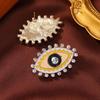 Retro Rhinestone & Pearl Demon Eye Stud Earrings - Ethnic Style