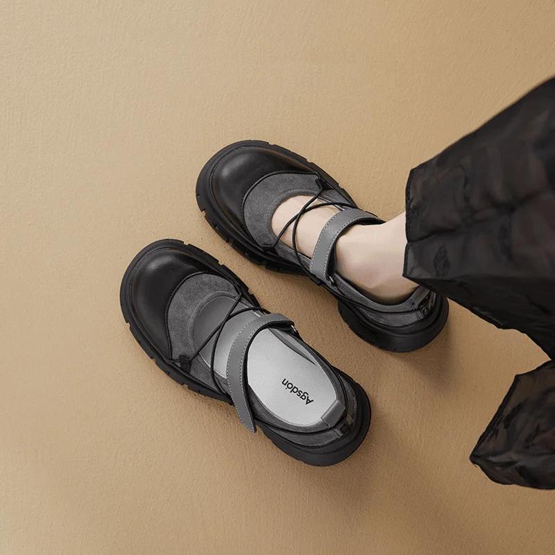 Faionable Thi Heel Heightening Mary Janes JK Leather oes Spring Autumn New Low Cut Single oes Comfortable Casual