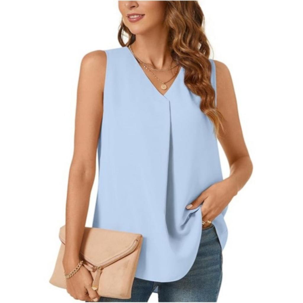 Summer Women's Loose Solid Color Chiffon Shirt Tank Top T-shirt Blouse