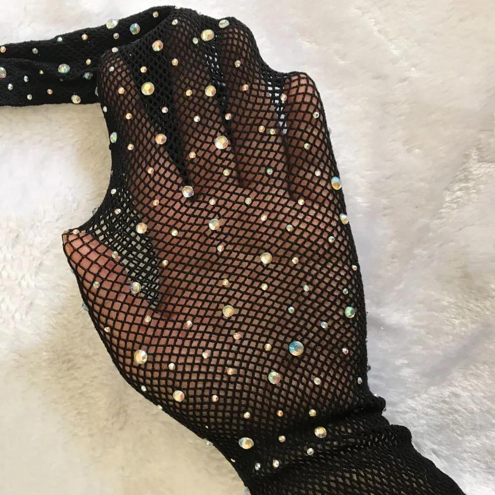 Rhinestone Pantyhose Women Lingerie Sexy Lace Mesh Fishnet Stockings Women Tights Diamond Shiny Nightclub Pantyhose Tights Women