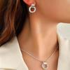 2 PCS Set Multiple Small Circle Pendant Earring Set Gold Plating Link Chain Wedding Party Jewelry Set Copper Color Stud Earring