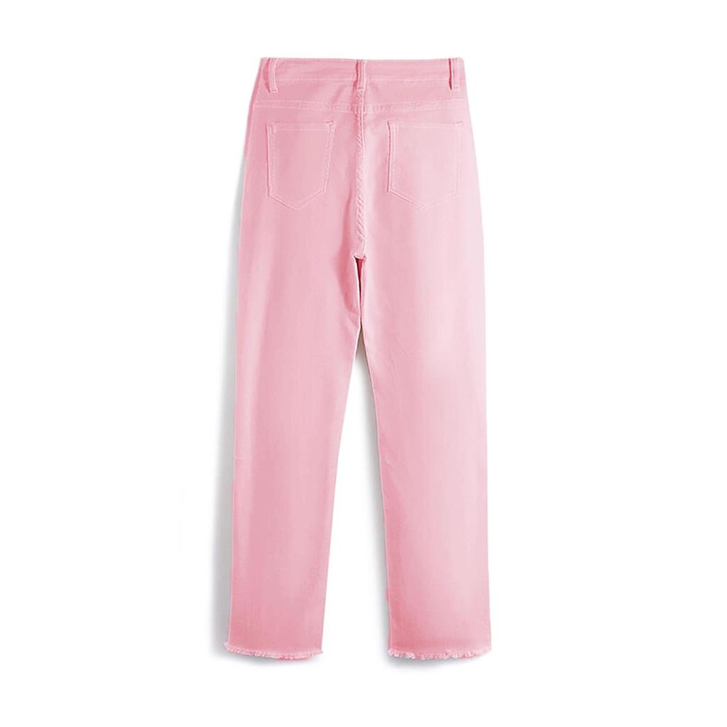In-stock Women's Mid-Rise Pink Straight-Leg Jeans