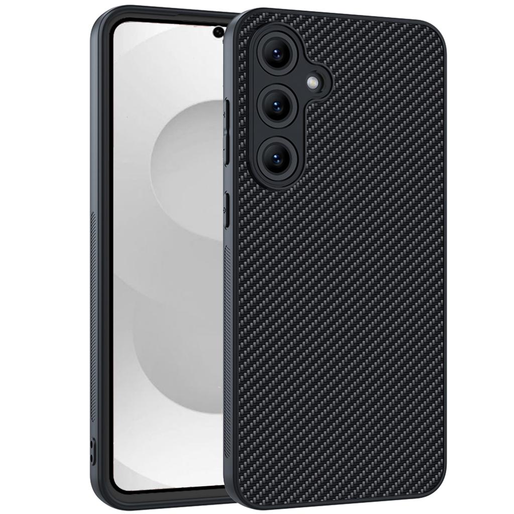 For Samsung Galaxy S26 Case Leather + PC Hard Phone Cover Carbon Fiber Texture