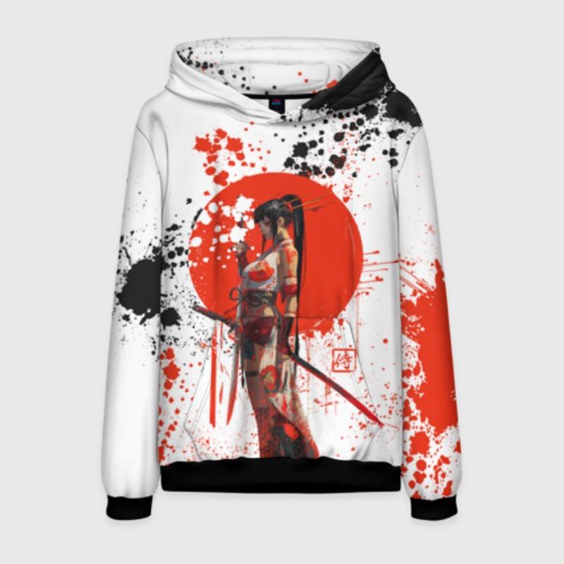 

Японский Самурай Катана Девушка Толстовки Свитшоты 3D Принт Мужские/Женские Взрослый Спортивный Костюм Пальто Мода Y2k Худи Пуловер Мужская Одежда XL