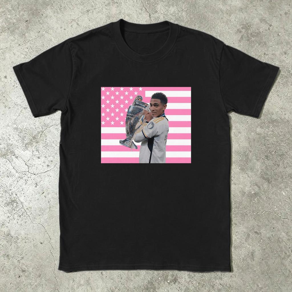 2026 Jude Bellinghams England Soccer Pink Flag Cotton T Shirt For Unisex Trendy Cool Tee Shirt Plus Size Wholesale Clothes