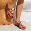 Fashion Plus Size 2025 Summer New Women's Flip Flops Slippers Outdoor Low Heel String Bead Sandals High Quality Daily Beach Slippers