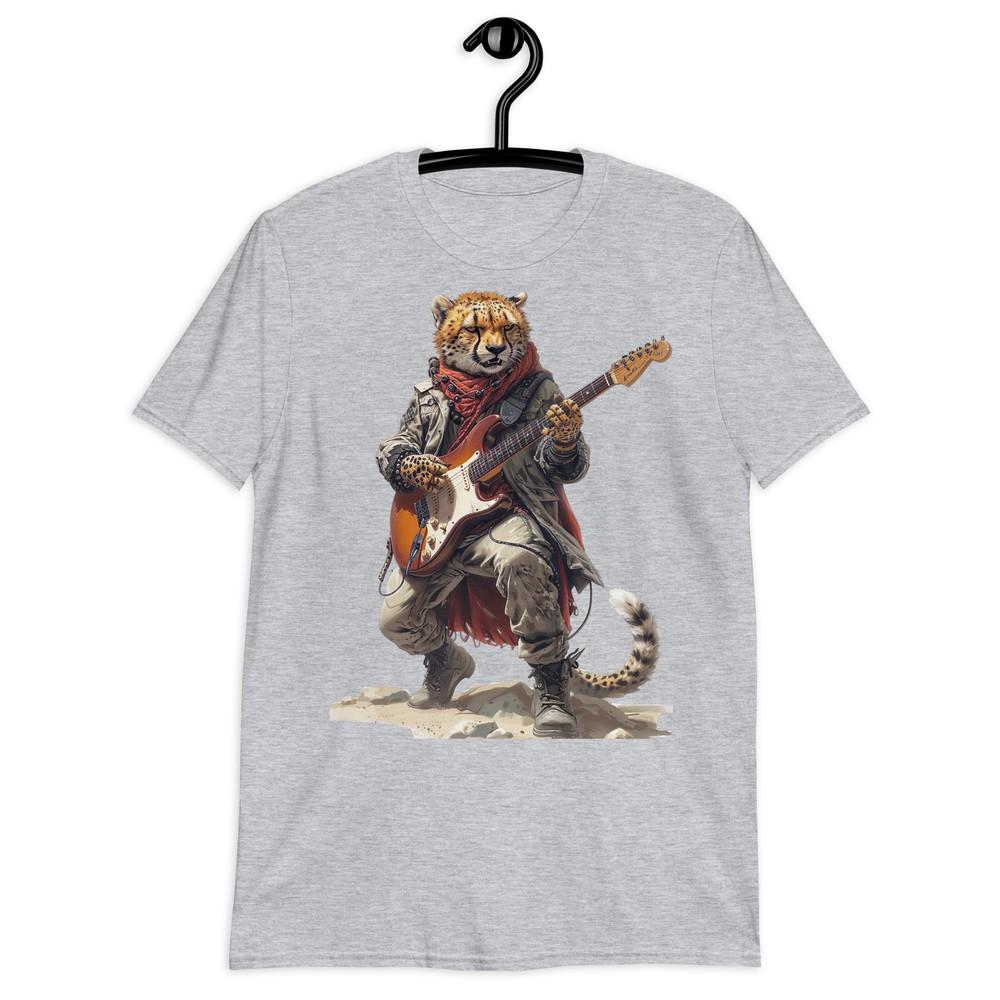 

Cheetah Playing Electric Guitar Graphic Unisex Short-Sleeve T-Shirt Music Tee L