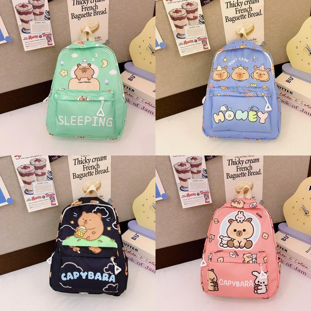 Print Animal Charming Capybara Backpack Breathable Nylon Kids School Bag For Preschool And Children Young