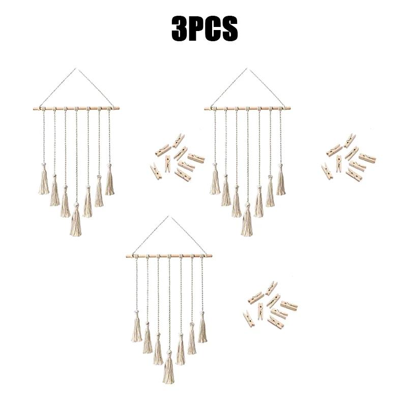 Wall Hanging Tapestry Home Wall Decoration DIY Photo Frame Postcards Storage Wall Handmade Bohemian Ethnic Chic Tassel Tapestry