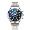 Dazzling Blue Light Three-Eye Men's Steel Band Quartz Watch - Gift for Men