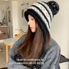 With Pom Pom Knit Earflap Hat Cold Proof Outdoor Fall Winter Hat Warm Knit Beanie  Women