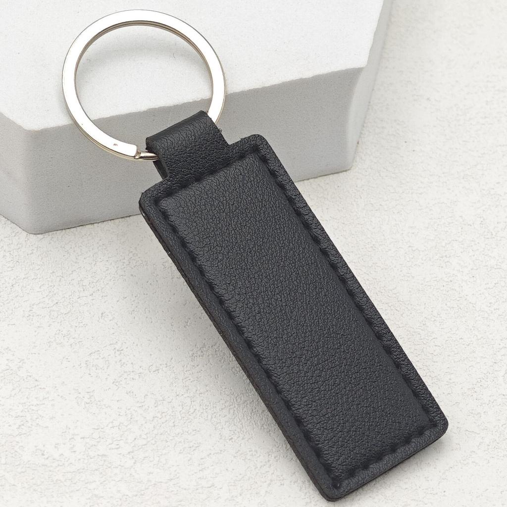 Creative Solid Color PU Leather Keychain with Double-Sided Stitching - DIY Keyring Loop Gift or Bag Pendant