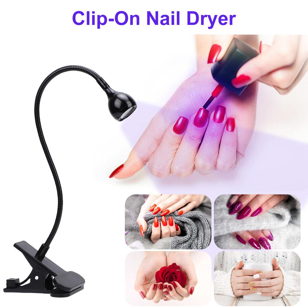 395nm UV Nail Lamp, USB Powered Gel Nail Curing Lamp, Portable Gel Polish Nail Dryer with On Off Switch, Strong Clamp,