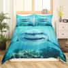 Ensemble de literie 3 pièces Requin 3D Vibrant - Housse de couette douce, inspirée de l'océan avec imprimé poisson requin, respirante, hypoallergénique, sans garnissage