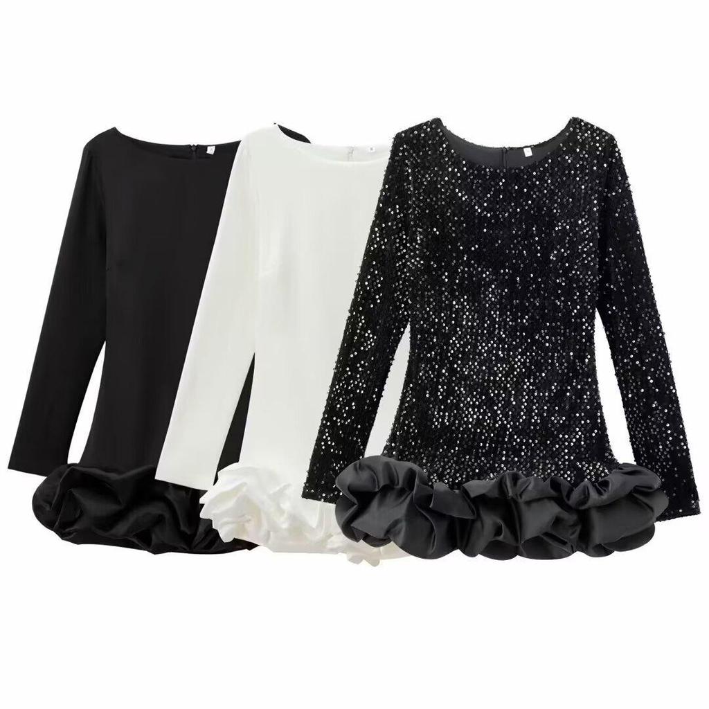 PB&ZA European French Style Long-sleeved Socialite Dress 8453777