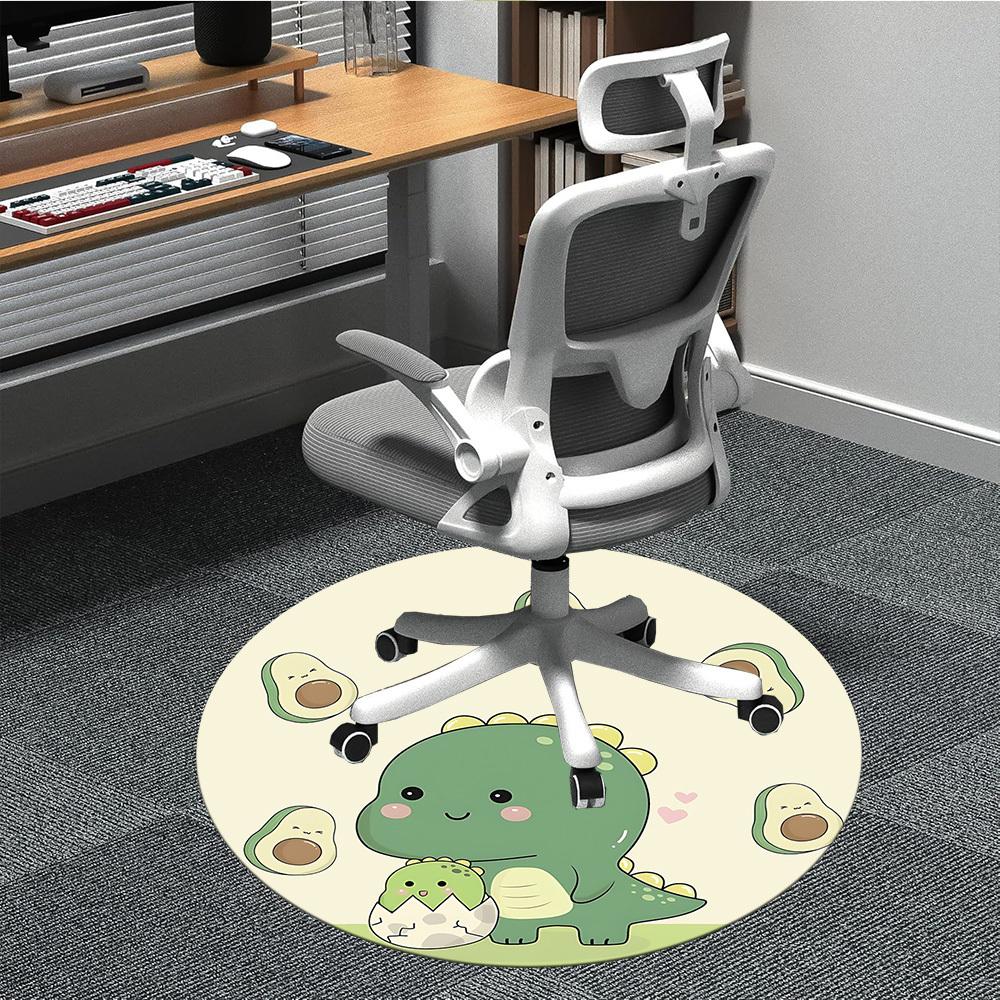 

1pc Avocado Dino Office Round Area Rug, Indoor Mat Suitable ForOffice, Under Office Chairs Bedroom Living Room Home Decor, Room Deco, D081 80cm by 80cm