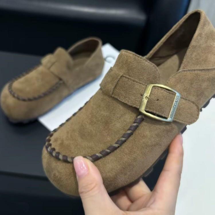 2025 autumn new Boken shoes women's one foot leather soft sole comfortable soft sole two wear casual retro single shoes