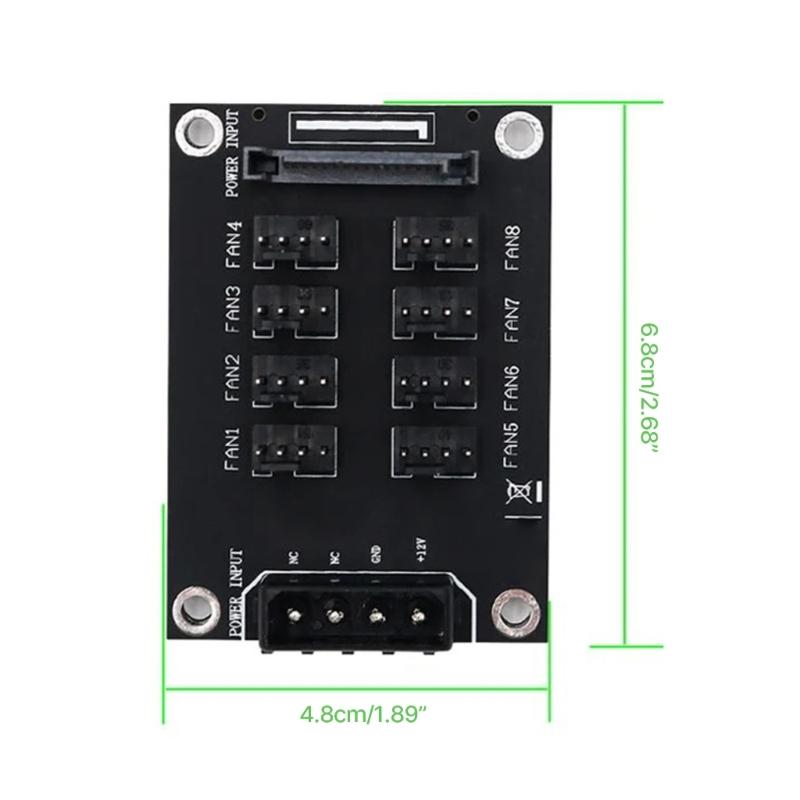 12V Fan Splitter HUB Computer Cooling Fan Expansion Card Add Cooling Solution for Cooling Efficiency