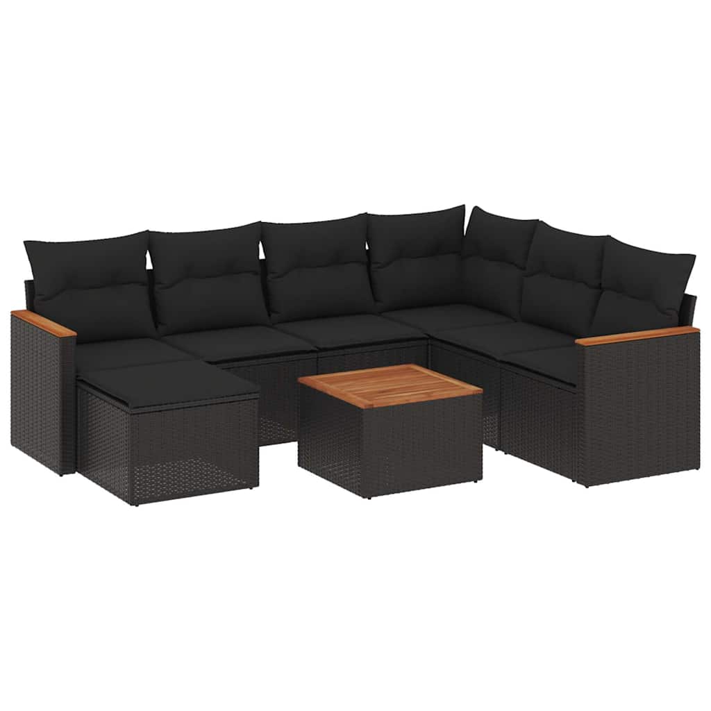 Vidaxl 8-Cz. Garden Lounge Set, With Cushions, Black