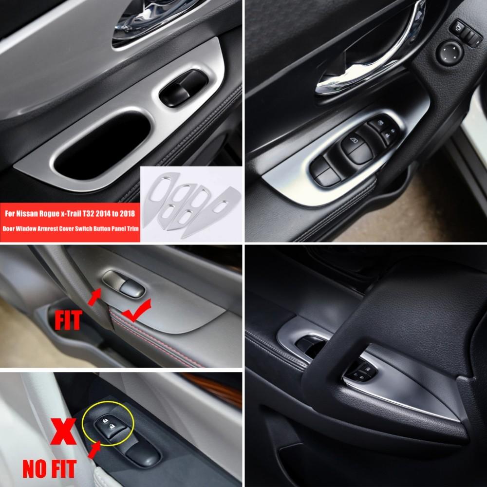 For Nissan X-Trail XTrail T32 Rogue 2014-2020 Car Door Window glass Lift Control Switch Panel Cover ABS Carbon Trim Accessories