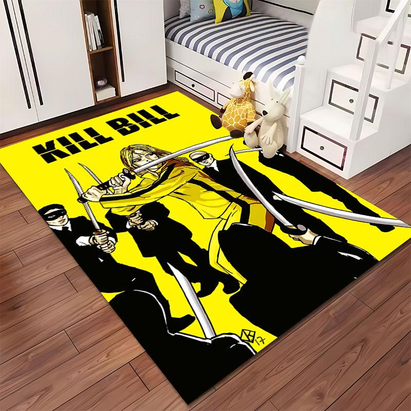 Yellow Samurai Fight Scene Suitable As a Non-slip Mat for the Living Room or Bedroom Sofa