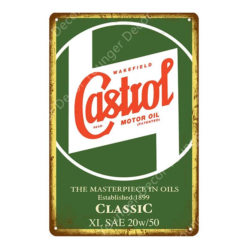 Vintage Texaco Motor Oil Signs Sky Chief Castrol BP Metal Poster Wall Art Painting Plate Garage Gas Gasoline Station Decor YJ