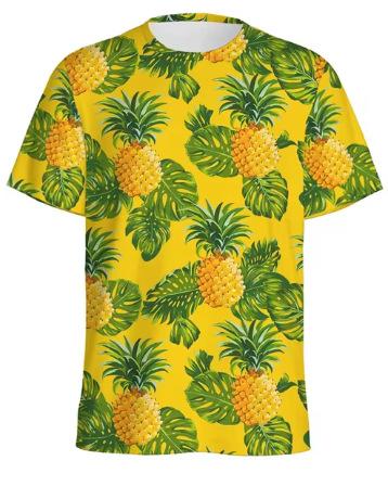 Tropical 3D Printed Pineapple T-Shirt Boys Summer Hawaiian Fruit Pattern T-Shirt Vacation Beach Short Sleeve