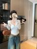 Chic V-Neck Long-Sleeve Lace T-Shirt for Women - Elegant White Base Layer for Autumn/Winter