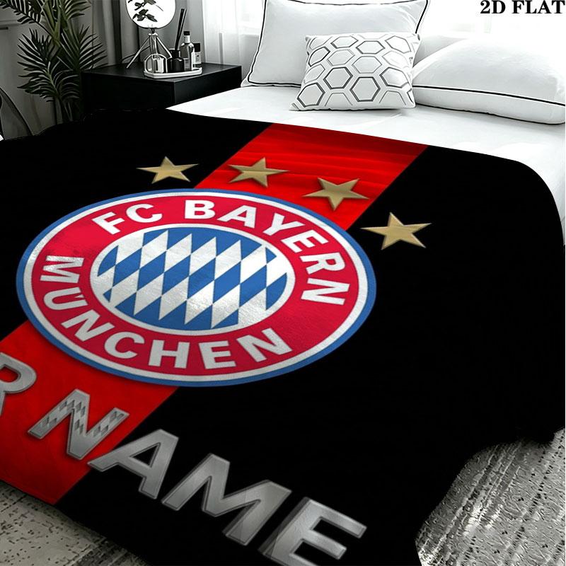 1PC FC Bayern Munchen Custom Name Patterned Flannel Blanket Suitable For All Seasons for Home Decor Warmth and Comfort Gifts Holiday Present