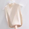 Summer Korean Solid Color Half Turtleneck Sleeveless Casual Knitted Vest For Women
