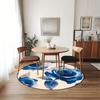 Luxury  Blue Rose Pattern Round Shape Floor Mats Kitchen Hallway Runner Rug Bedroom Living Room Soft Carpet Non-slip Area Rug