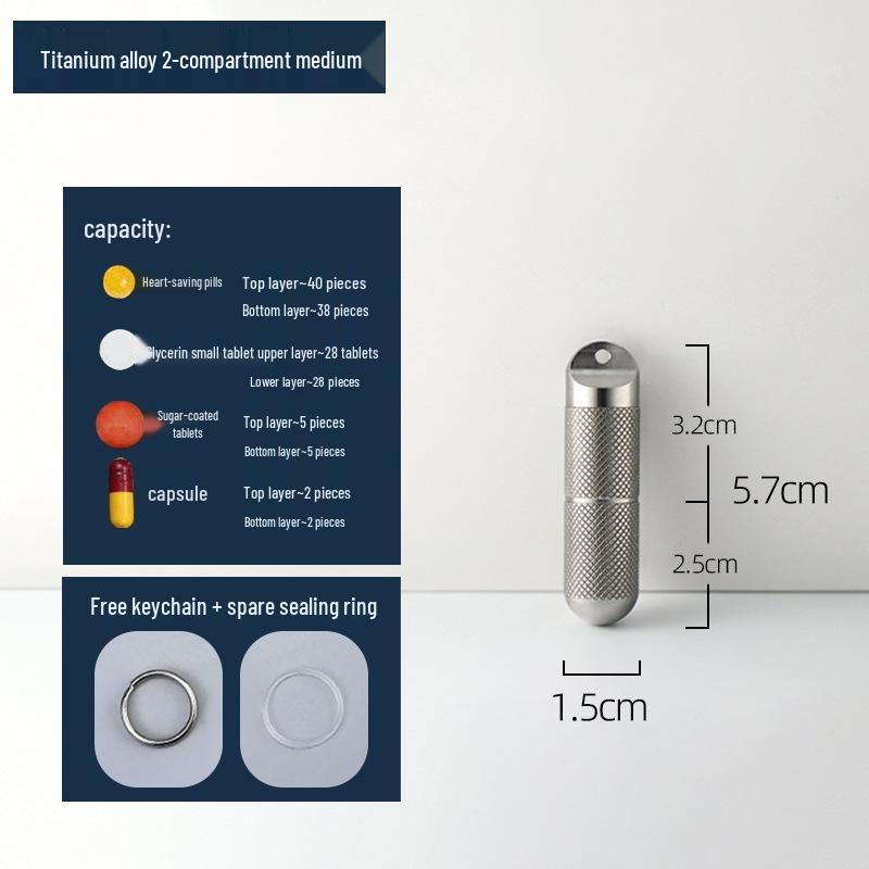 Compact Titanium Non-slip Pill Box - Multi-compartment, Waterproof, Moisture-proof, Perfect for On-the-go Storage