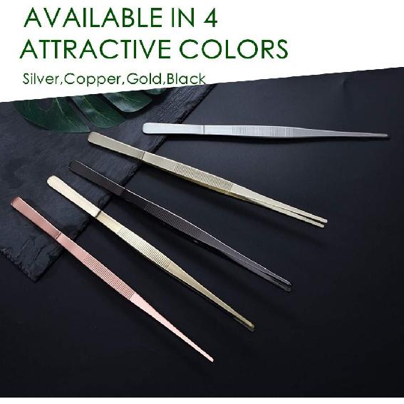 Tongs Tweezers - 12 Inch / 30cm Long Food Tongs Straight Serrated Forceps Cocktail Tweezers Bar Tool, ITTZ0001 (Glod)
