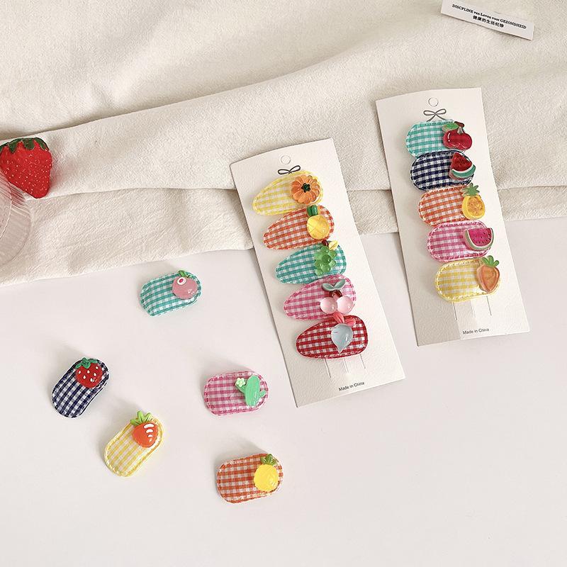 5pcs Korean Children Hairpin Girl Baby Cartoon Fruit  Bb Clip Headwear Girls Kids Hair Accessories