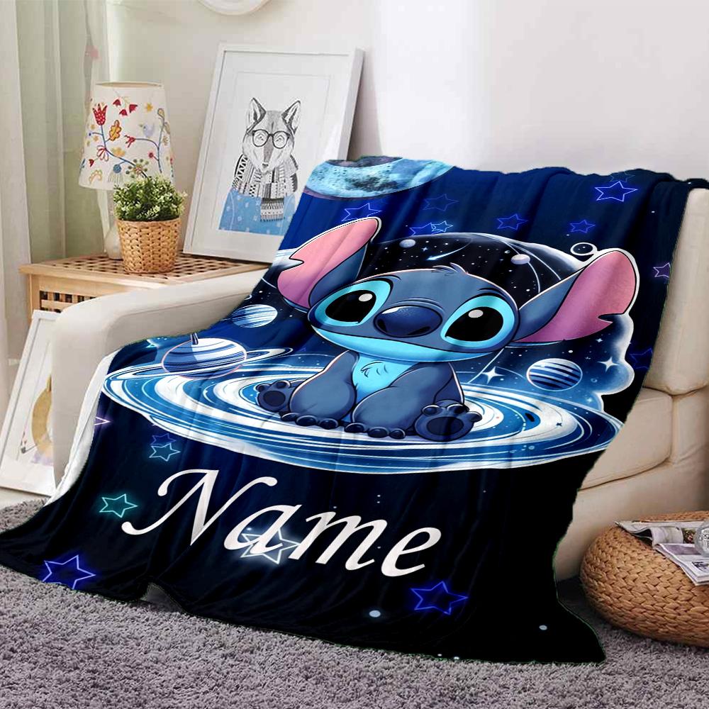 Custom Name Butterflies Stitch's Adventure blanket for Couch & Bed, Plush Cozy Fuzzy Blanket Super Soft & Warm Blankets for Fall and Winter. 0908329