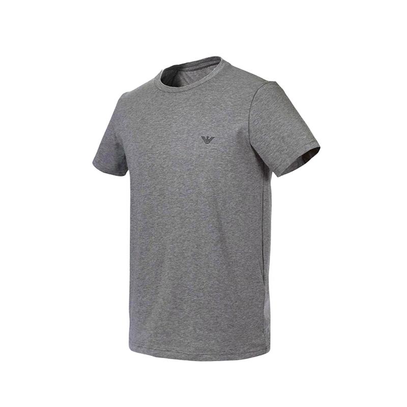 Emporio Armani Logo Print Cotton Crew Neck Solid Short Sleeve T-Shirt Two Pack Men tops Blue Gray 111267-4F720-15349
